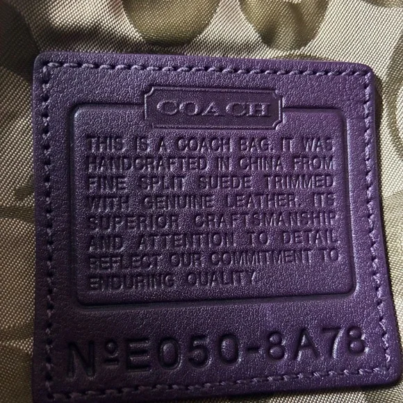 Coach Purple Suede Leather Trimmed Satchel Handbag Purse Designer Bag - Picture 5 of 14